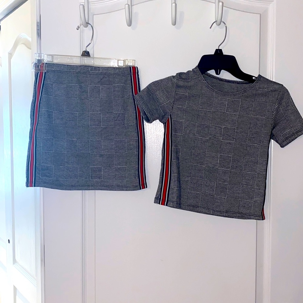 plaid with red stripes on side